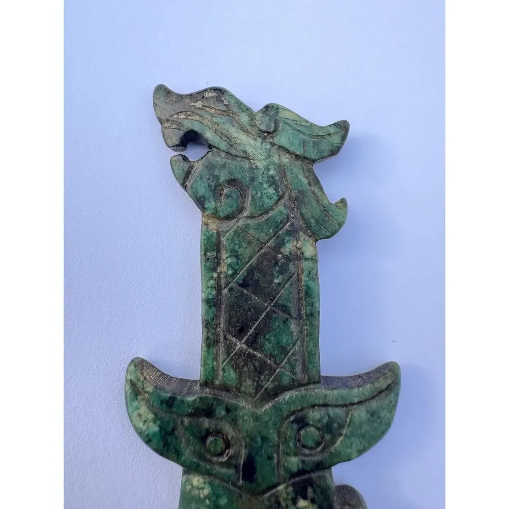 Antique Chinese Hong Shan Culture Jade Dragon Knife